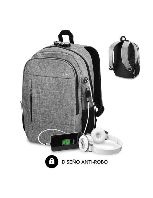 Mochila para Portátil y Tablet con Salida USB Subblim SUB-BP-1UL0001 15,6"