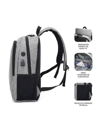 Mochila para Portátil y Tablet con Salida USB Subblim SUB-BP-1UL0001 15,6"