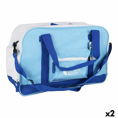 2 Bolsas de Deporte con Portazapatos LongFit Care Azul/Blanco (2 Unidades)